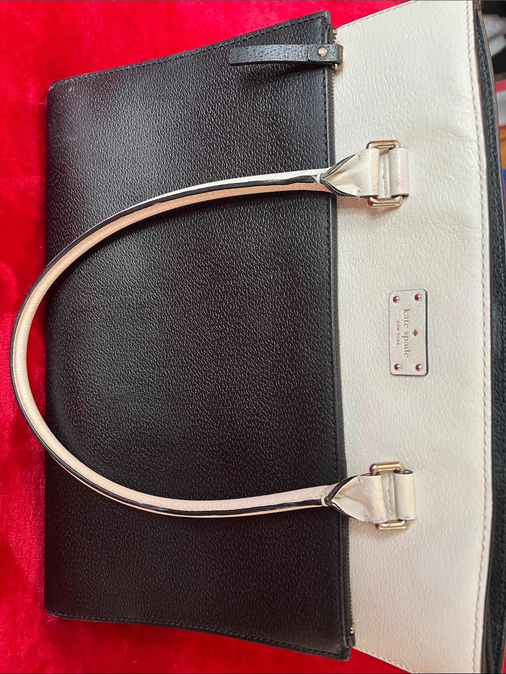 kate spade Black and Cream Colorblock Leather Tote